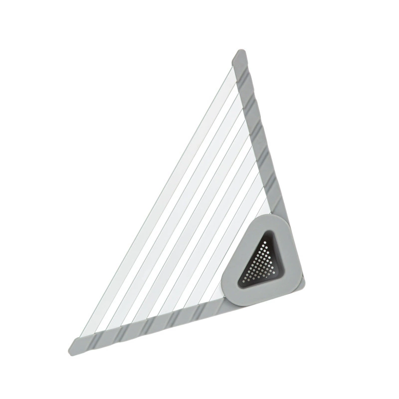 dgreohomme Kitchen Sink Drain Rack Bowl Plate Dish Corner Storage Organizer in Gray or Silver White
