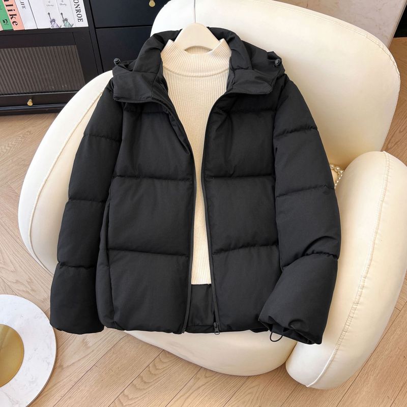 2025秋冬百搭新款羽绒棉棉服防风连帽短款纯色保暖面包服冬季外套|undefined