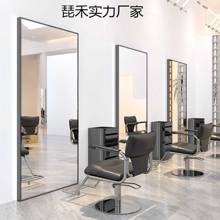 # Barber Shop Hair Salon Personal Studio Mirror Extremely Narrow Black Texture Frame Single-Sided Mirror Backlight Atmosphere