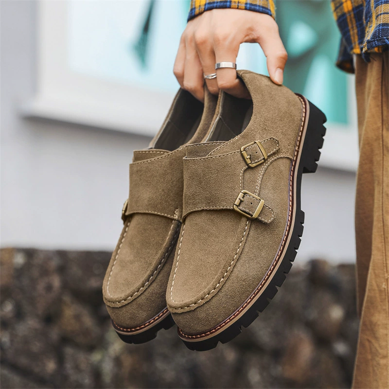 Мужские ботинки осень 2025, британский стиль, универсальные монки, формальные, повседневные, плоские, модные, ботинки Мартинс, с пряжкой