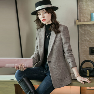 YQ8923 Korean style fashionable long-sleeved small suit for women 2023 spring mid-length suit jacket for women slim fit formal wear