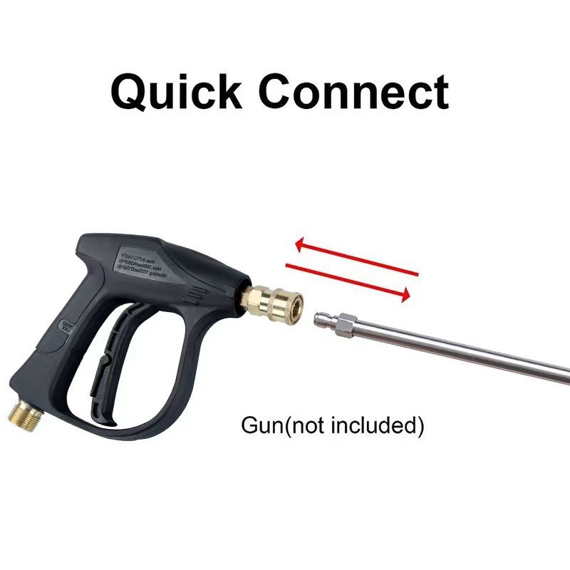 High-pressure water gun extension rod with quick plug 17inch stainless steel extension rod 1/4 male-female quick connect extension rod