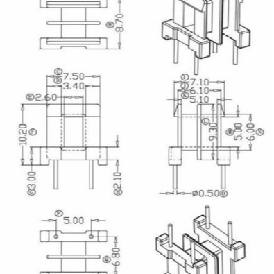 EE10变压器骨架EE10电源骨架双槽骨架卧式EE10骨架可配套磁芯