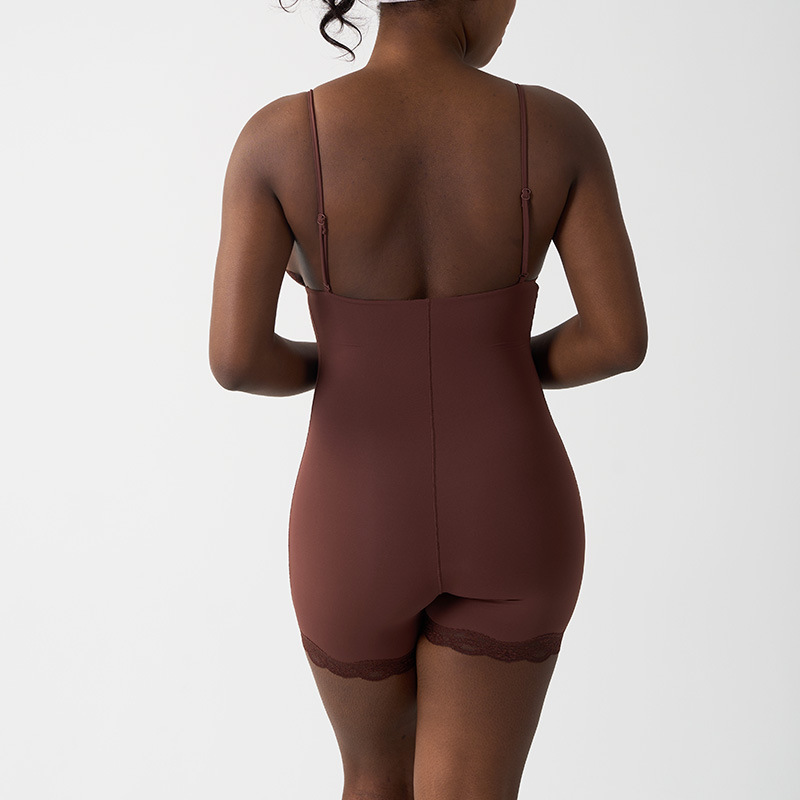 Body triangle en dentelle – Body à bretelles réglables et taille haute (Noir/Rose/Marron, S-XL)_voghion.com