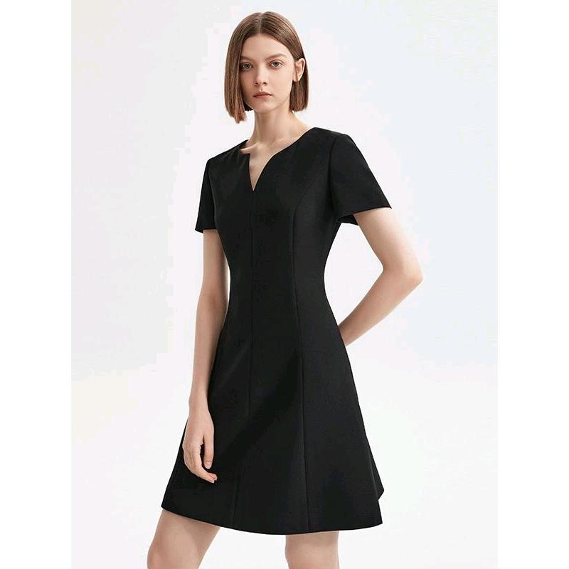 Langzi High-end Little Black Dress French Light Dress Skirt for Women 2024 Autum New Elegant White Dress