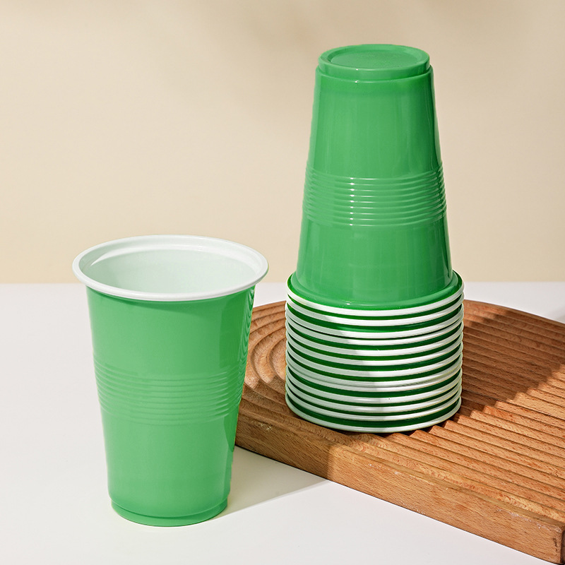 Vasos de plástico desechables, vasos de doble pared, juego rectangular, vasos bicolores de 16 oz, vasos de cerveza para ping pong, vasos de juego