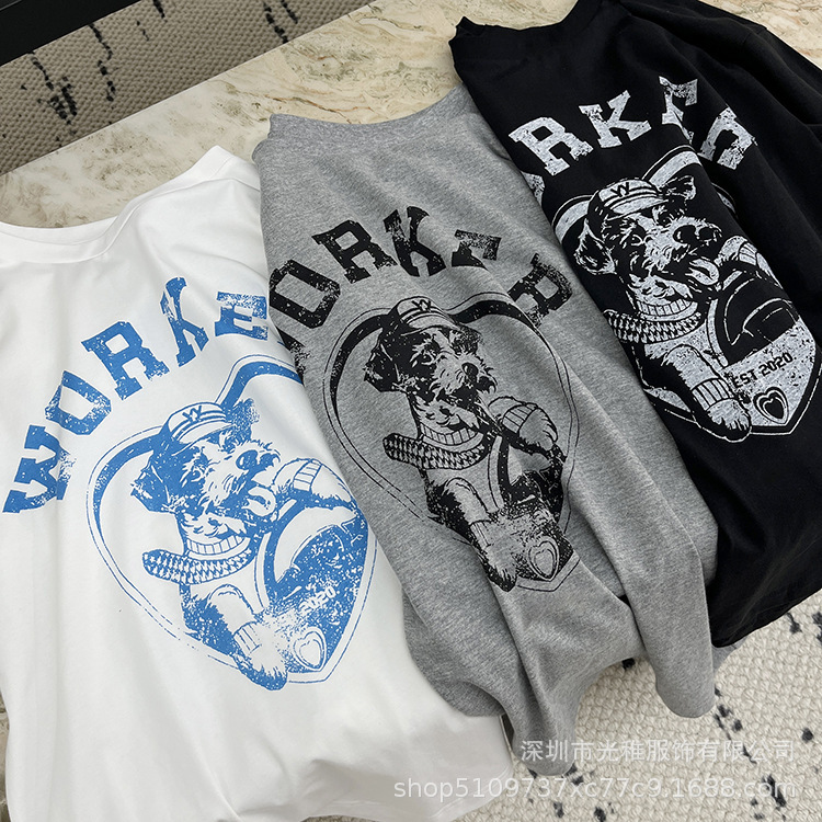 25早秋新款小狗印花yy薄款宽松套头卫衣|undefined