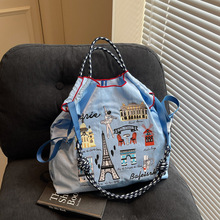 ballchain购物环保袋刺绣单肩包高圆圆同款巴黎铁塔系列日系尼龙