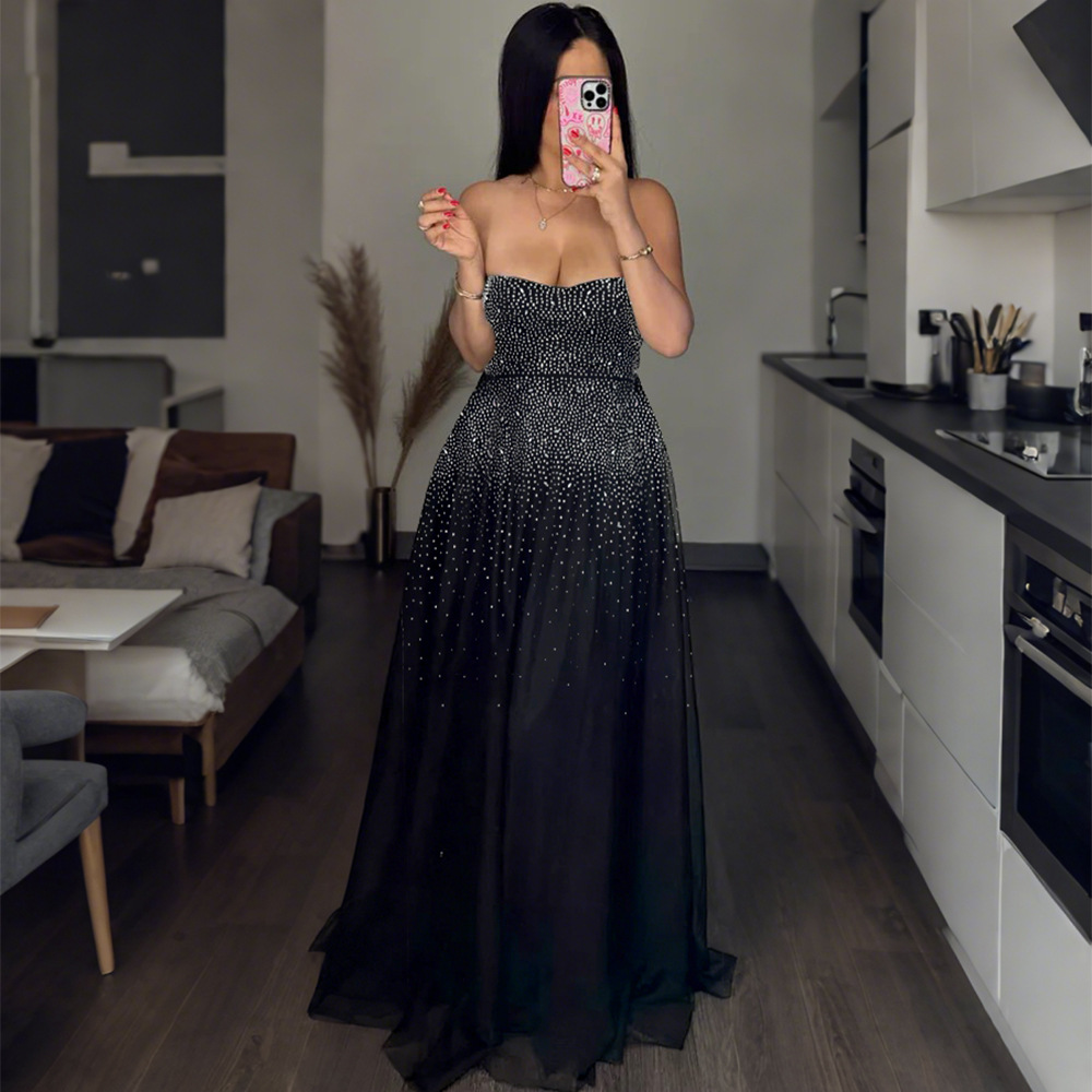 Strapless Bodycon Bandage Dress With Rhinestone Detail For Night Out Party Cocktail Club_ecoleips.com
