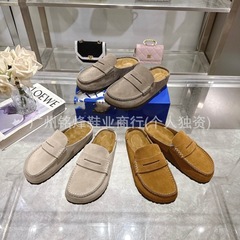 2025新款韩版真皮平底博肯包头拖鞋女外穿懒人休闲百搭半拖勃肯鞋