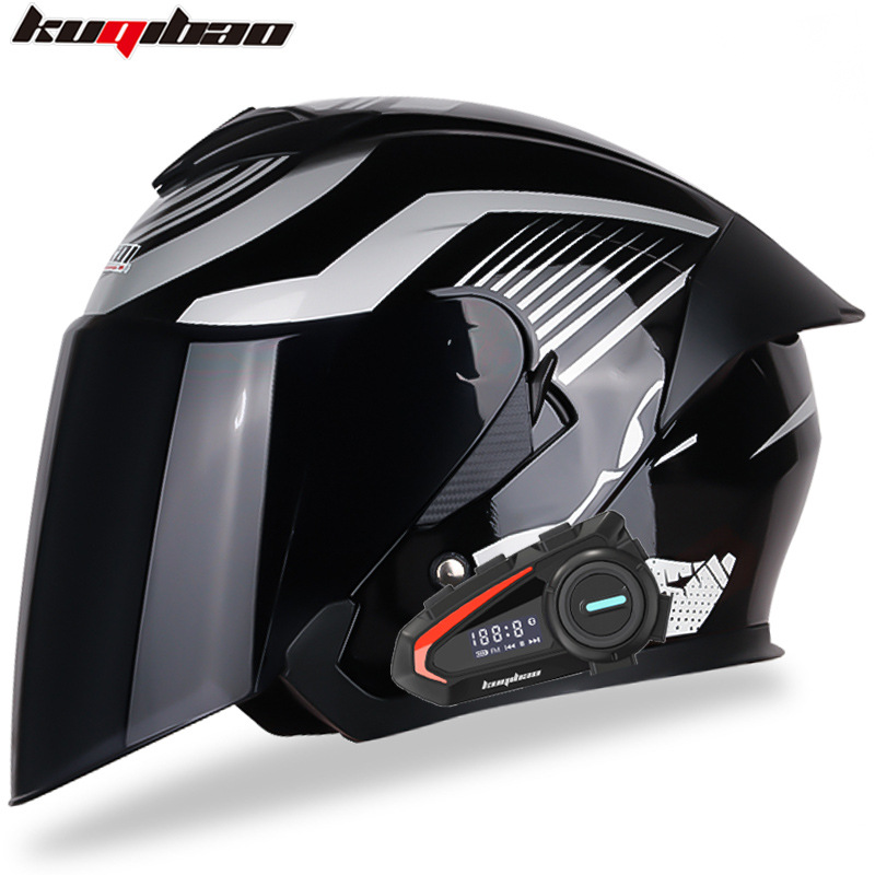 Motosiklet kaskı (dəbilqə) — Motuoche Riding Treasure Dual - big-mouth-monkey-silver-with-tea-lens-k20-bluetooth-m