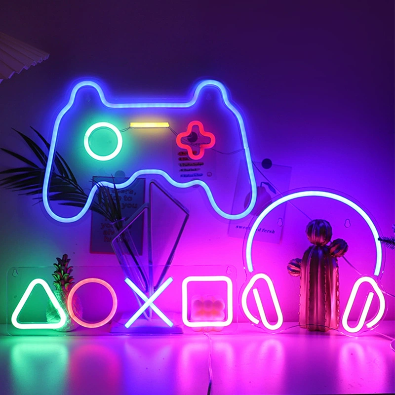LED neon sign acrylic back panel, USB 5V‑1A with switch, decorative wall night light (various designs)
