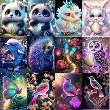 跨境外贸可爱小动物DIY钻石绣可爱熊猫5D满钻手工贴钻画钻石画