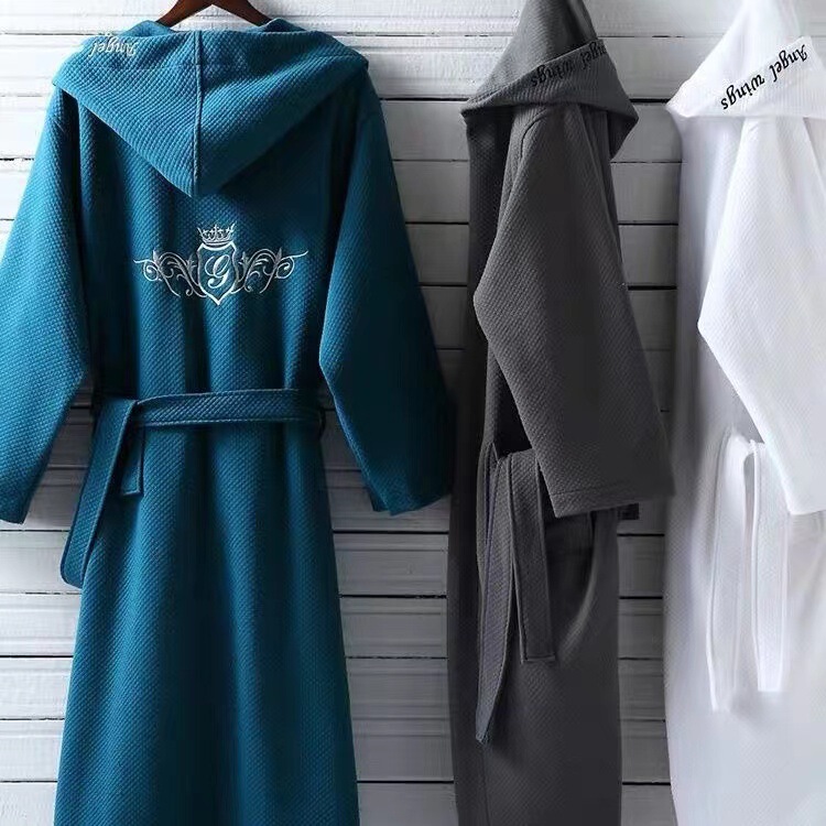 Five-star hotel bathrobe men's and women's bathrobe autumn and winter lovers long nightgown cotton absorbent quick-drying towel material