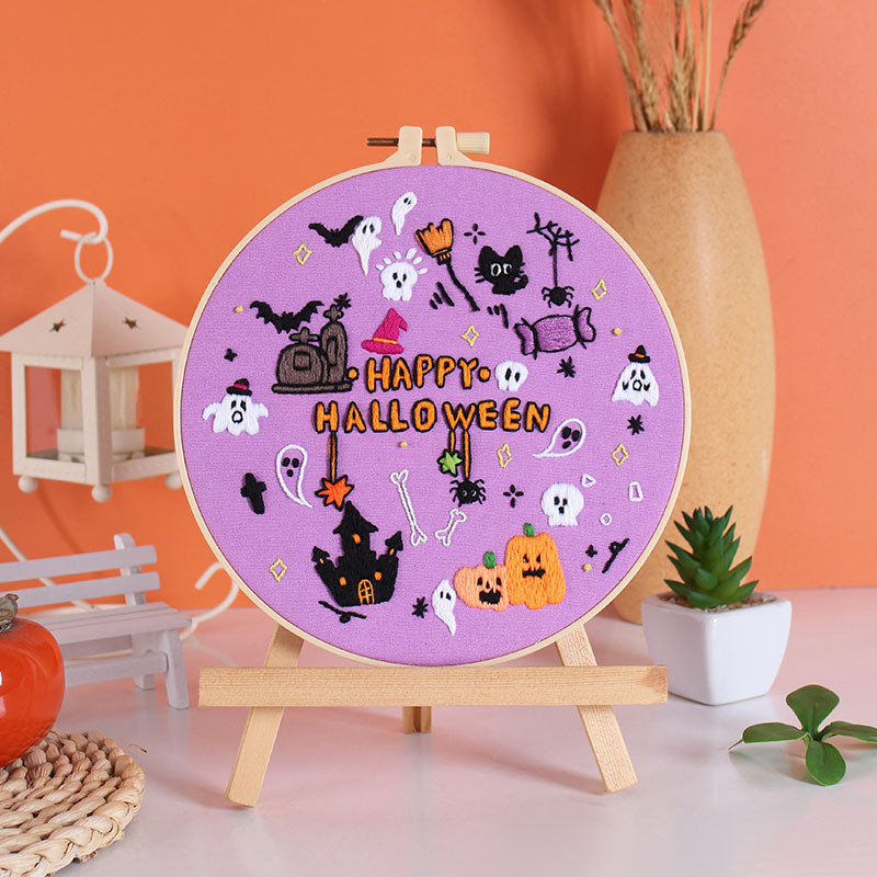 Nuevos productos de material de bordado artesanal paquete europeo tridimensional diibroidery Amazon truco Halloween 2024