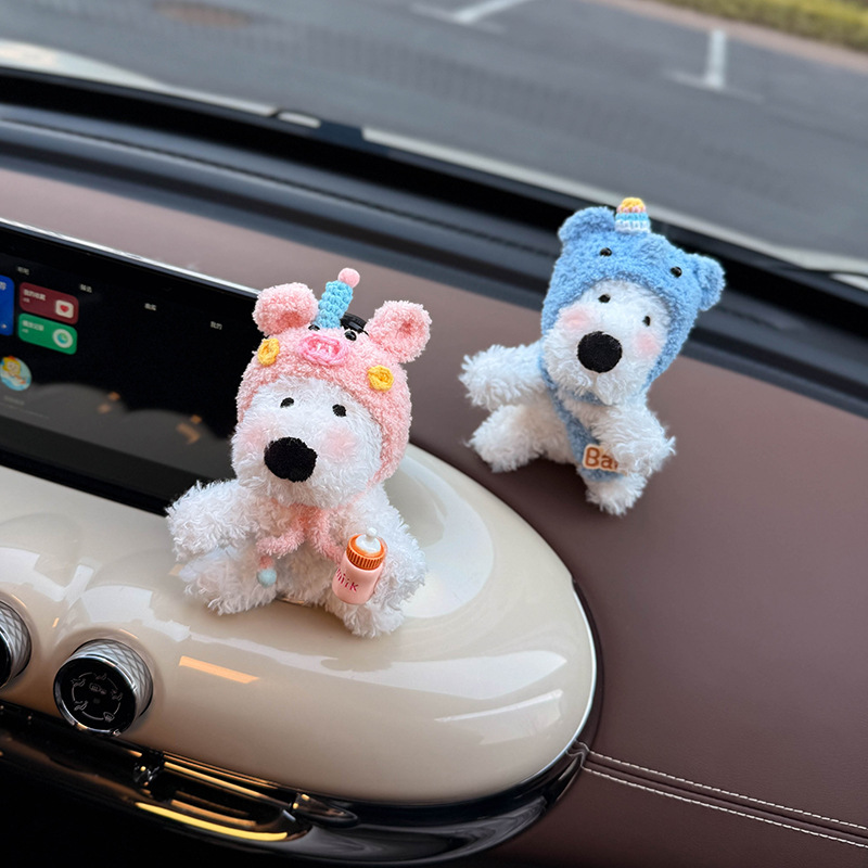 Nuevos adornos para automóviles, pantalla de control central del automóvil, muñeca de West Highland, pantalla de visualización interior, muñeca de decoración de pantalla linda