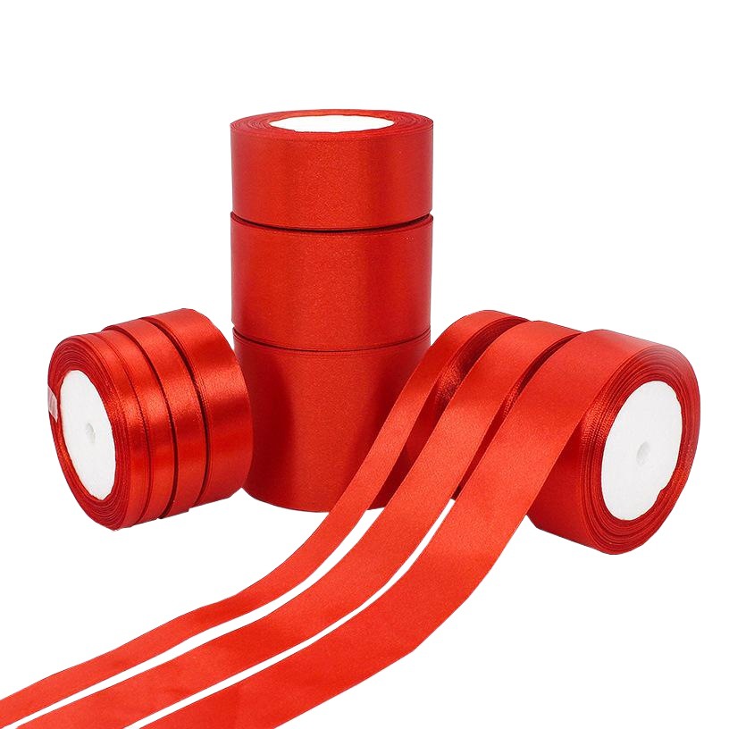 Fábrica al por mayor coche cinta roja brillante cinta de poliéster rojo cinta festiva decoración de la boda cinta embalaje de regalo