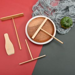 Wooden pancake crepe patty round head bamboo helicopter baking tool T-shaped egg pancake batter pancake scraper shovel