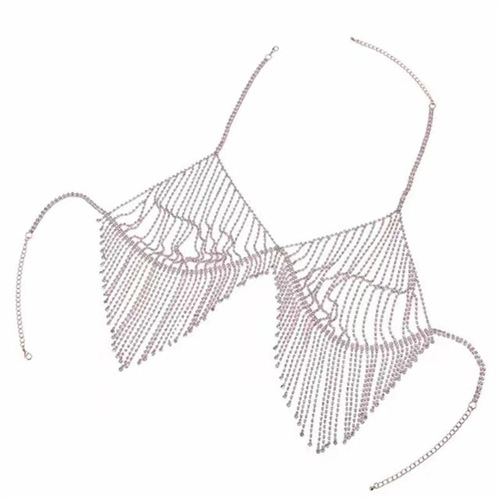 European and American sexy beach accessories, diamond tassel body chain, bikini bra chain, rhinestone underwear bra, best-selling model