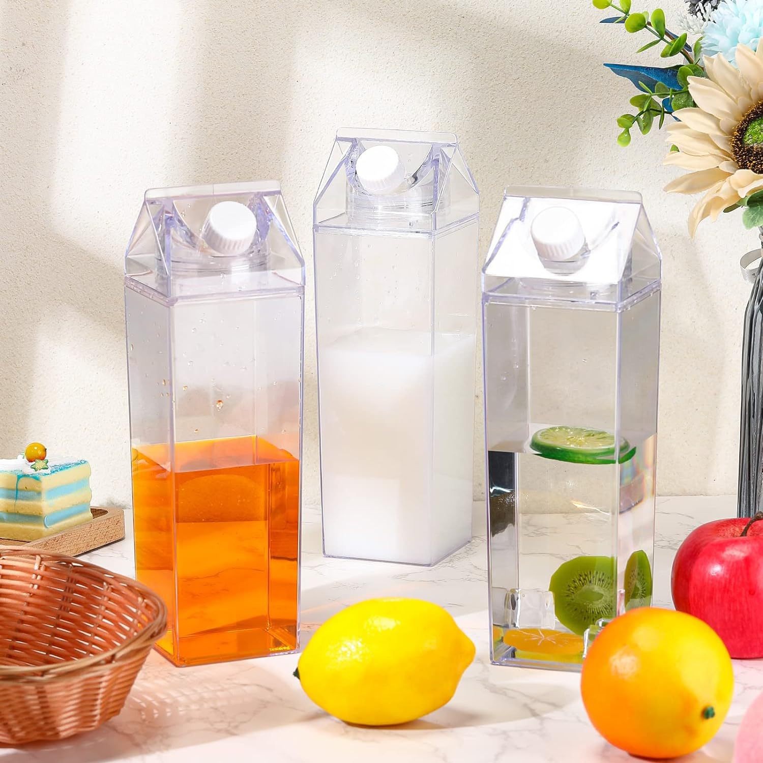 New creative milk cup 500ML cartoon square milk box spot plastic…