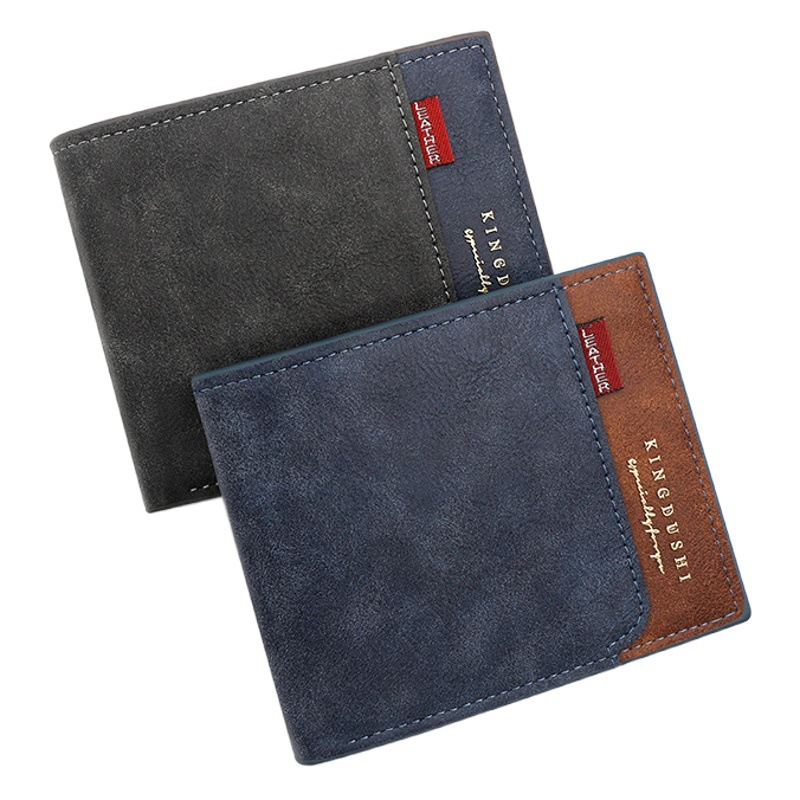 Nuevos hombres billetera corta clip de dinero de negocios tres veces delgada mate esmerilado de gran capacidad cremallera horizontal clip de cuero suave transfronteriza