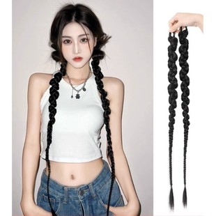 Twisted Braid Wig for Women, Realistic High Ponytail, Braided Boxing Style, European and American Style, Internet Celebrity, Spicy Girl, Dreadlock Wig, Braids