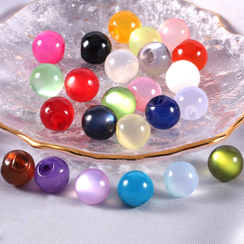 Colorful round qipao buttons, national style imitation jade bead buttons, Hanfu bead buttons, shirt collars, small pearl buttons
