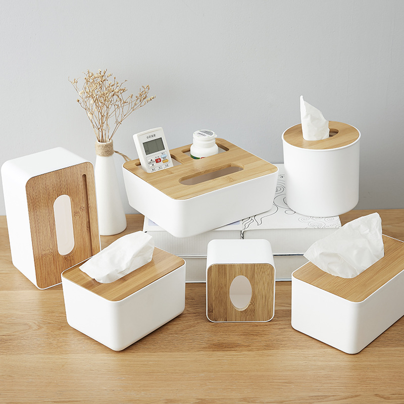 Household Wooden Lid Tissue Box Creative Napkin Holder Paper Towel Box Living Room Indoor Car Use Nordic Style Tissue Box