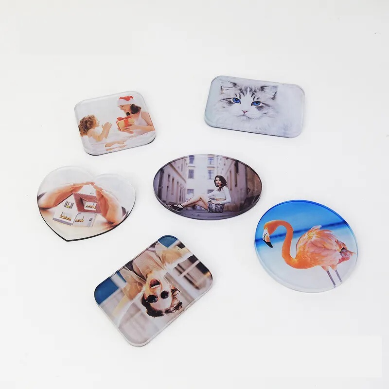 Sublimation Blank Refrigerator Sticker Acrylic Thermal Transfer Blank Refrigerator Magnetic Sticker Sublimation Acrylic Refrigerator Sticker