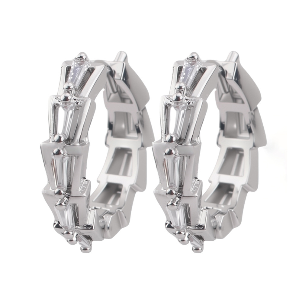 Runxin Full Diamond Snake Bone Orecchino a clip cavo di alta gamma per uomo e donna, leggero e lussuoso, con design a osso di serpente, alla moda, con diamanti, per uomo e donna._voghion.com