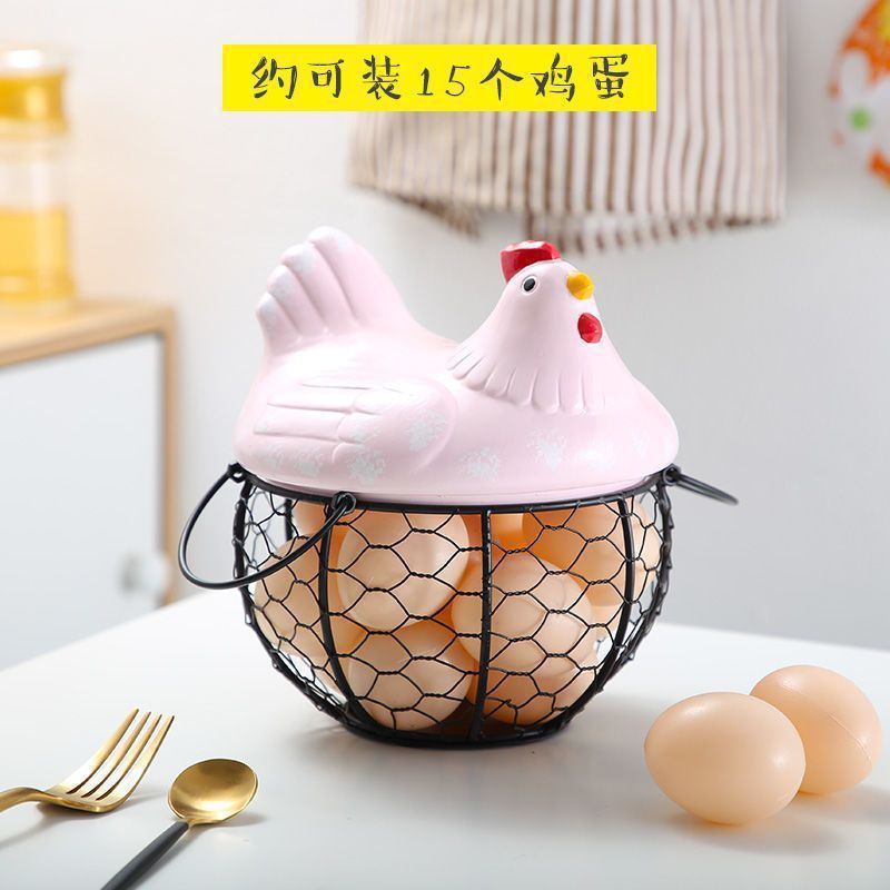 セラミックエッグバスケット、フルーツバスケット、雑貨、ブルーセラミックキッチンラック、クリエイティブストレージ、アイアンバスケット、アイアンストレージバスケット|undefined