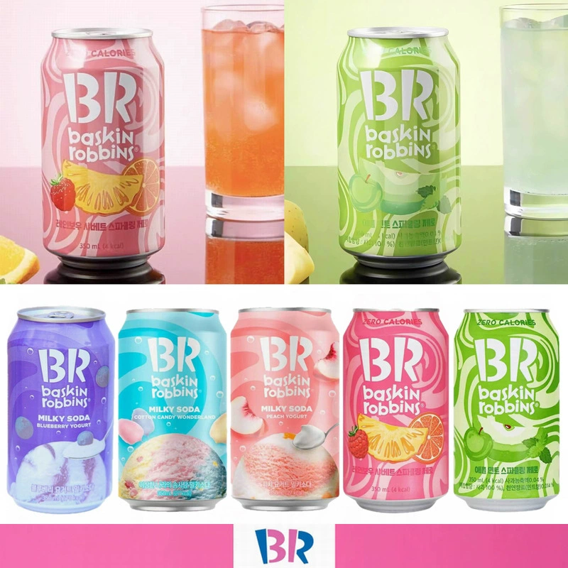 Южная Корея импортировала напиток Barrobin BR Rainbow Marshmallow Milk Soda Drink с фруктовой газированной водой в банке 350 мл