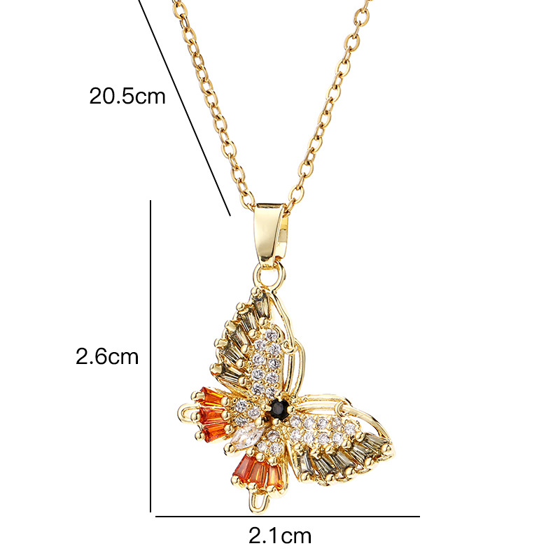 13g Weight Zircon Insert Material Pendant Necklace Classification 1 Piece Quantity Daily Occasion Copper Material Butterfly Pattern Women'S Gender Inlay Design Fashion Style Fashion Butterfly Copper Inlay Zircon Pendant Necklace 1 Piece 无