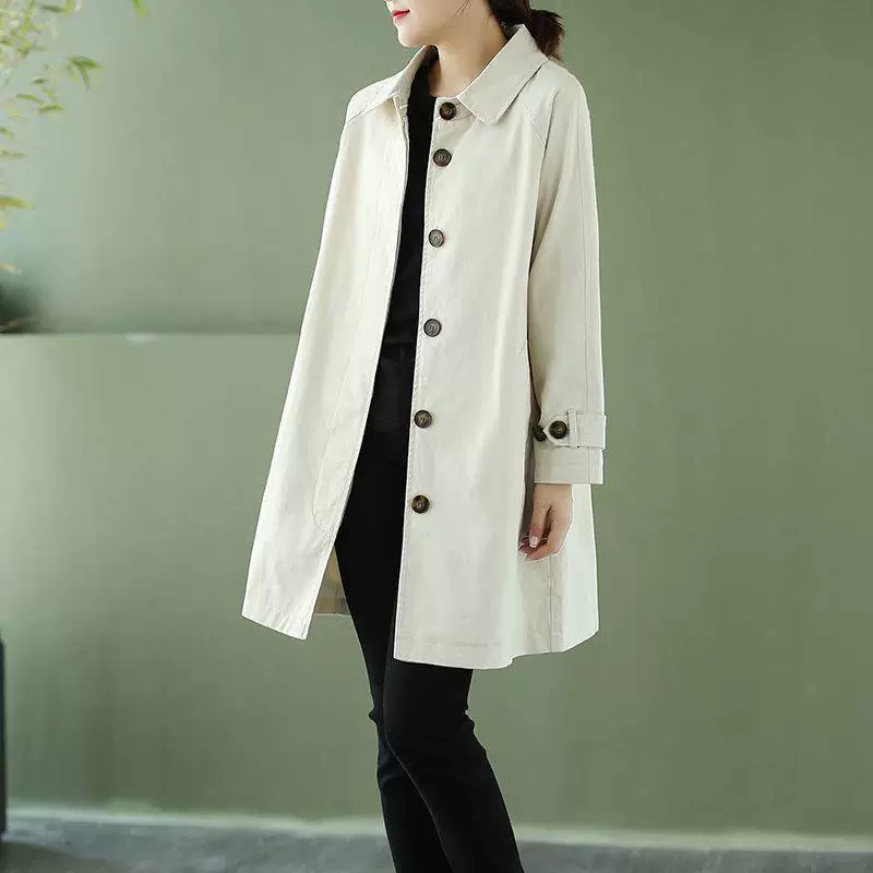 Длинное осеннее trench coat, пальто, mid-length, корейский стиль, плюс размер, оверсайз