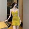 V Ruffle Edge Sling Dress Fashion Open Backpack Hip Short Dress Night Sexy Dress