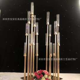 铁艺多头烛台电镀金属节节高烛台婚庆摆件主桌布置节庆派对路引