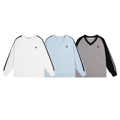 25ss韩国秋季新款Rest&Recreation刺绣V领简约时尚男女款针织毛衣