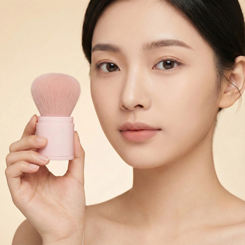 Brocha de Maquillaje Mini de Una Sola Cabeza para Comercio Exterior, Brocha de Maquillaje Rosa, Brocha Grande para Polvos, Brocha para Rubor, Herramienta de Belleza Portátil