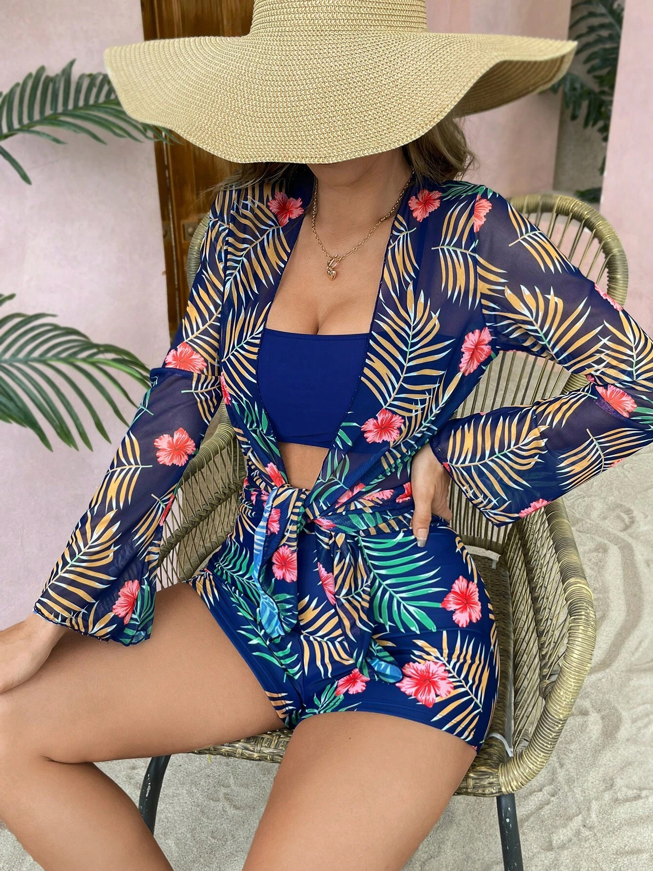 280g Weight Normal Type Panties Style Bra Bra Category Polyester Fabric Type 3 Pieces Set Quantity Fitness, Swimming Pool, Sports Occasion Printing Pattern Women's Gender Women's Printing 3 Pieces Set Bikinis Swimwear 13