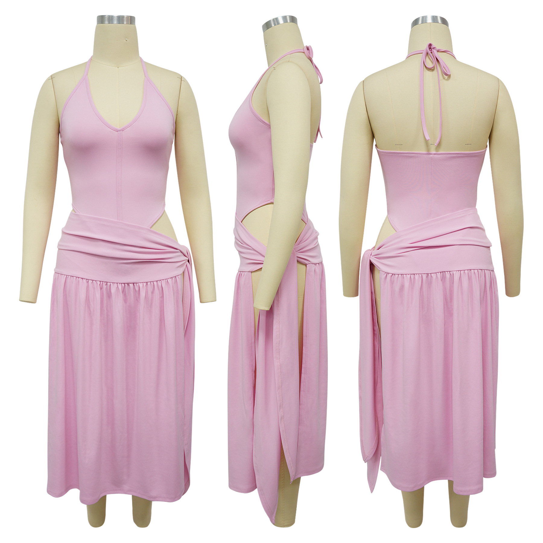 284g Weight Sleeveless Sleeve Length Polyester Fabric Type Skirt Co-ord Set Sets Type 2 Pieces Set Quantity Holiday, Street Occasion Strap Neckline Slim Fit Type Solid Color Pattern Summer Season Women's Gender Streetwear Style Holiday Street Women's Streetwear Solid Color Polyester Skirt Co-ord Set Skirt Sets 4
