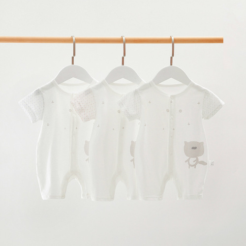 Baby jumpsuit summer thin short-sleeved newborn clothes newborn baby pure cotton romper children's pajamas summer clothes