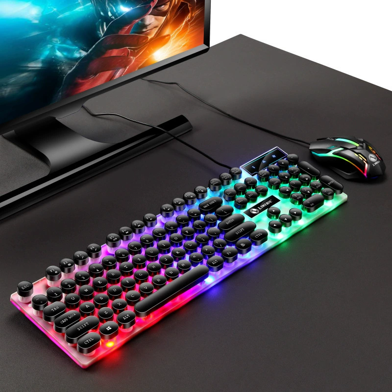 Клавиатурно-мышечный комплект Limei GTX300 панковский круглый ключ-капфон набор проводной игровой свет rainbow забор и мышь комбинация