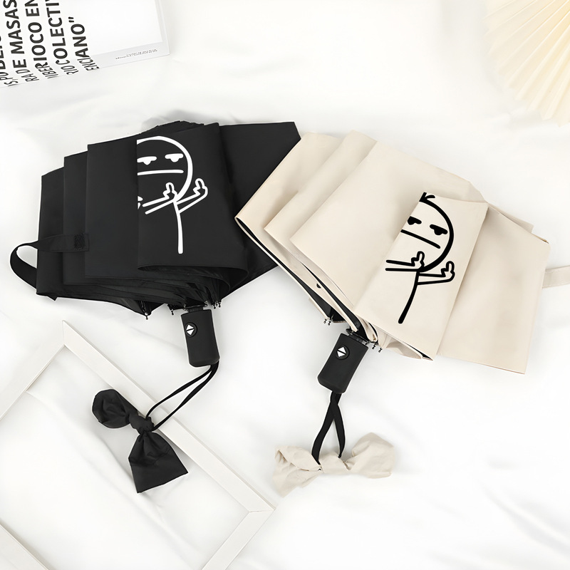 Fully Automatic Cartoon Cream Wind Umbrella Vinyl Sun Protection Uv Folding Sun Umbrella Rain or Shine Parasol