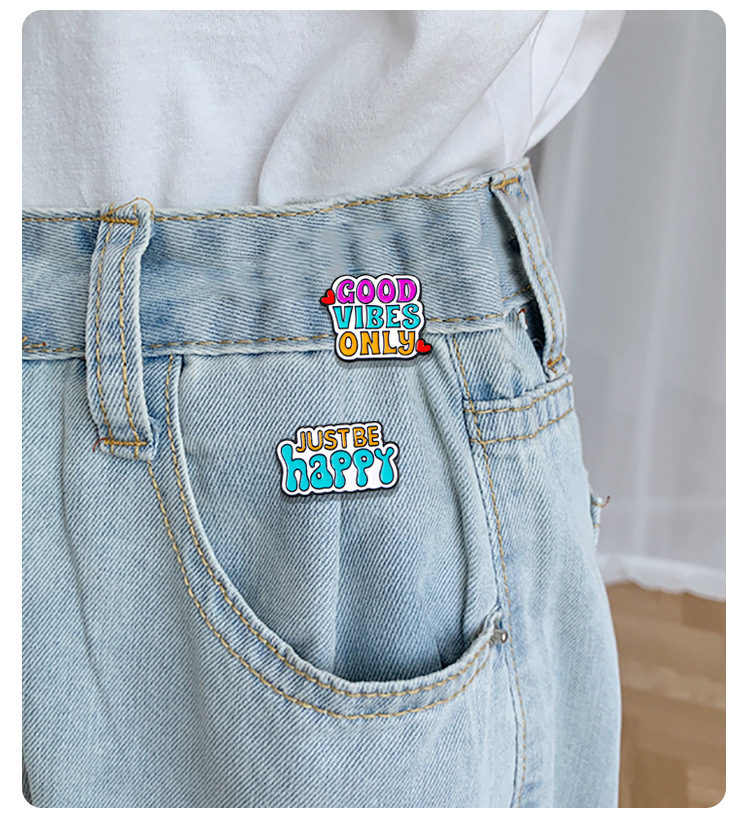 Unisex Gender Cute Style Cute Pin Letter Colorful Badge Alloy Enamel Unisex Brooches