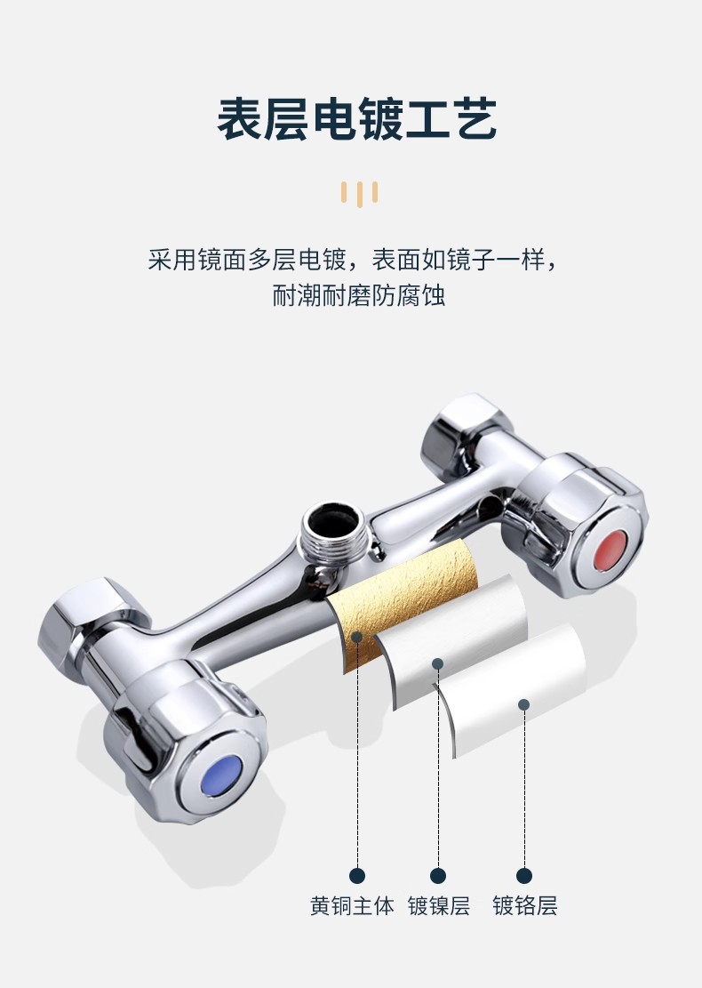 Double-switch shower head faucet, bathroom bathtub faucet, cold and hot fine copper double-handle double-control wall-mounted mixing valve Application Scenario