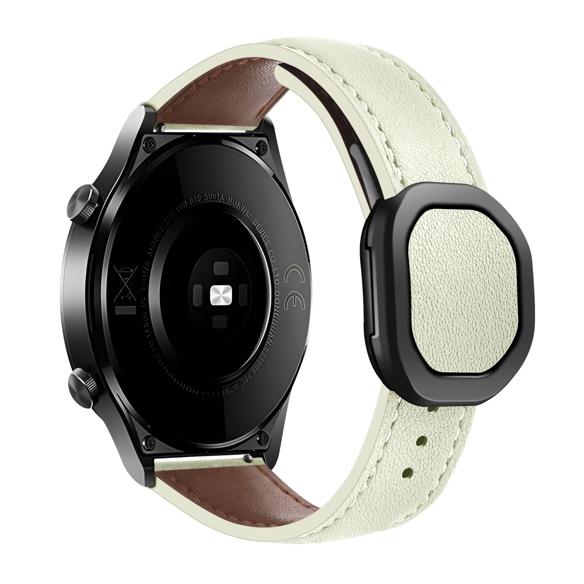 Sobib Samsungi ja Huawei moodsa stiiliga kellarihmadele, 20 mm ja 22 mm, Nautiluse magnetilise kokkupandava pandlaga nahast kellarihmadele._voghion.com