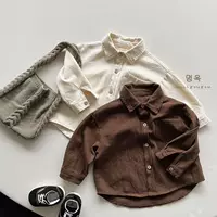 Мягкий de! Корейские мужчины и женщины сплошные рубашки с длинными рукавами, детские отворот, дикие иностранные рубашки 22 осенний прилив