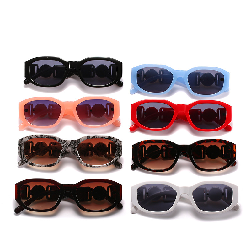 2021 new small box sunglasses European and American trend head with polygonal glasses personalized pattern sunglasses