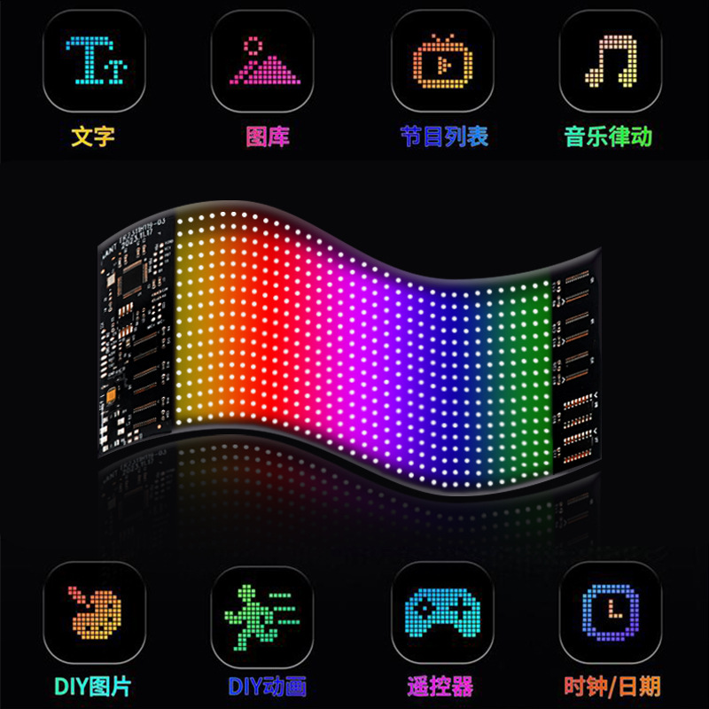 LED pantalla flexible APP bluetooth coche publicidad pantalla IP65 impermeable a todo color inteligente HD coche pegatinas pantalla suave