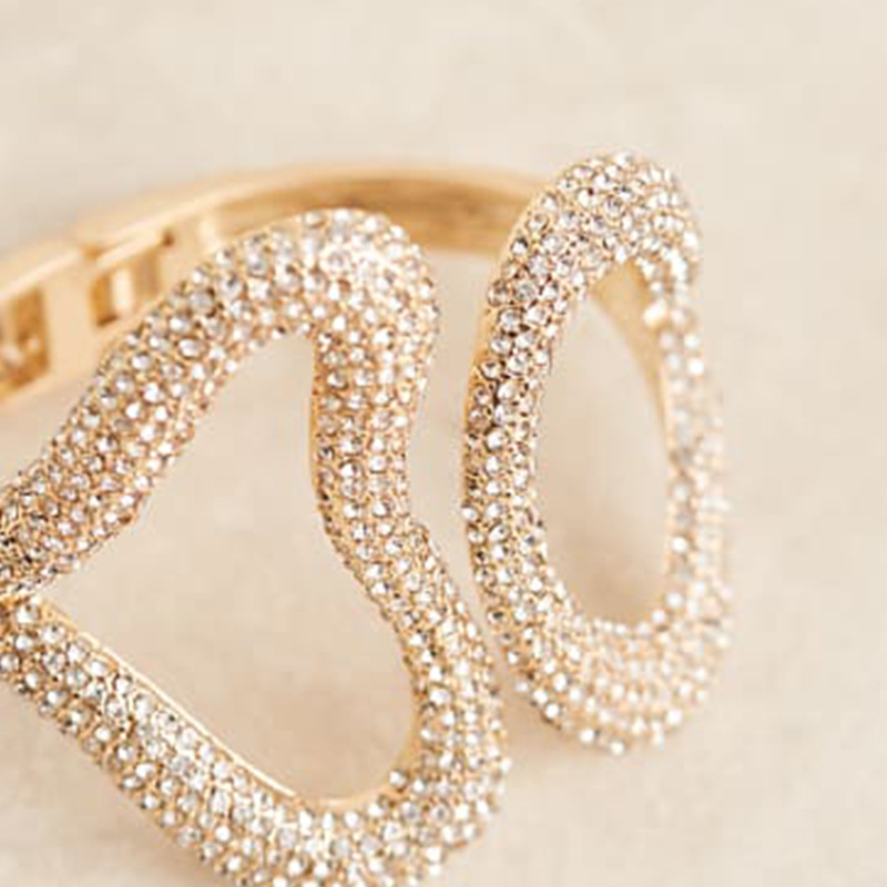 Nuevo brazalete de amor transfronterizo exagerado con un diseño de brazalete abierto de diamantes sensación de brazalete de joyas de calle